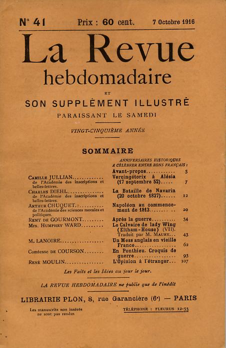 La Revue hebdomadaire, 7 octobre 1916.