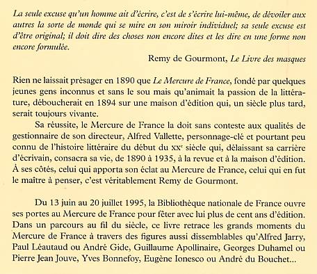 Le Mercure de France, cent un ans d'édition.