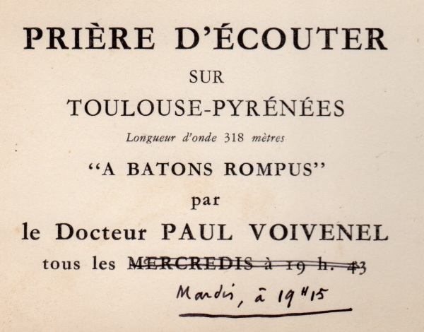 Autographe du docteur Voivenel.